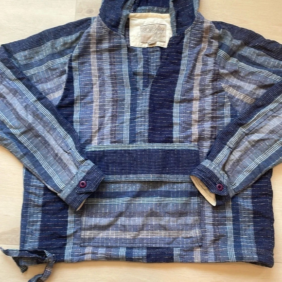 Ace & Jig Striped Baja Hoodie Blue Small - Picture 2 of 8